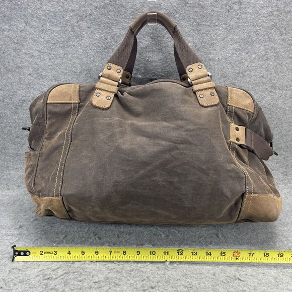 Marc New York Andrew Marc Suede/Canvas Duffle Bag Weekender Travel Bag NO STRAP - Picture 2 of 9